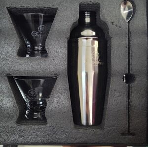 Cherokee Silver Cocktail Shaker Set with Glasses and Spoon